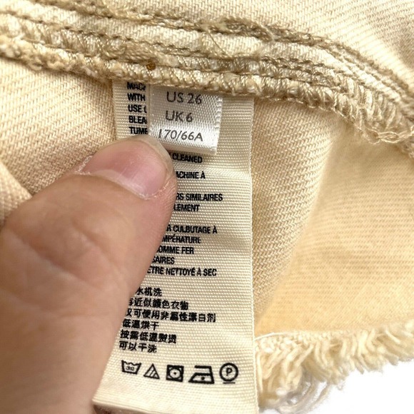 Free People We The Free Women's Destroyed Denim Wrap Skirt Cream Beige Size US26 - Picture 8 of 10